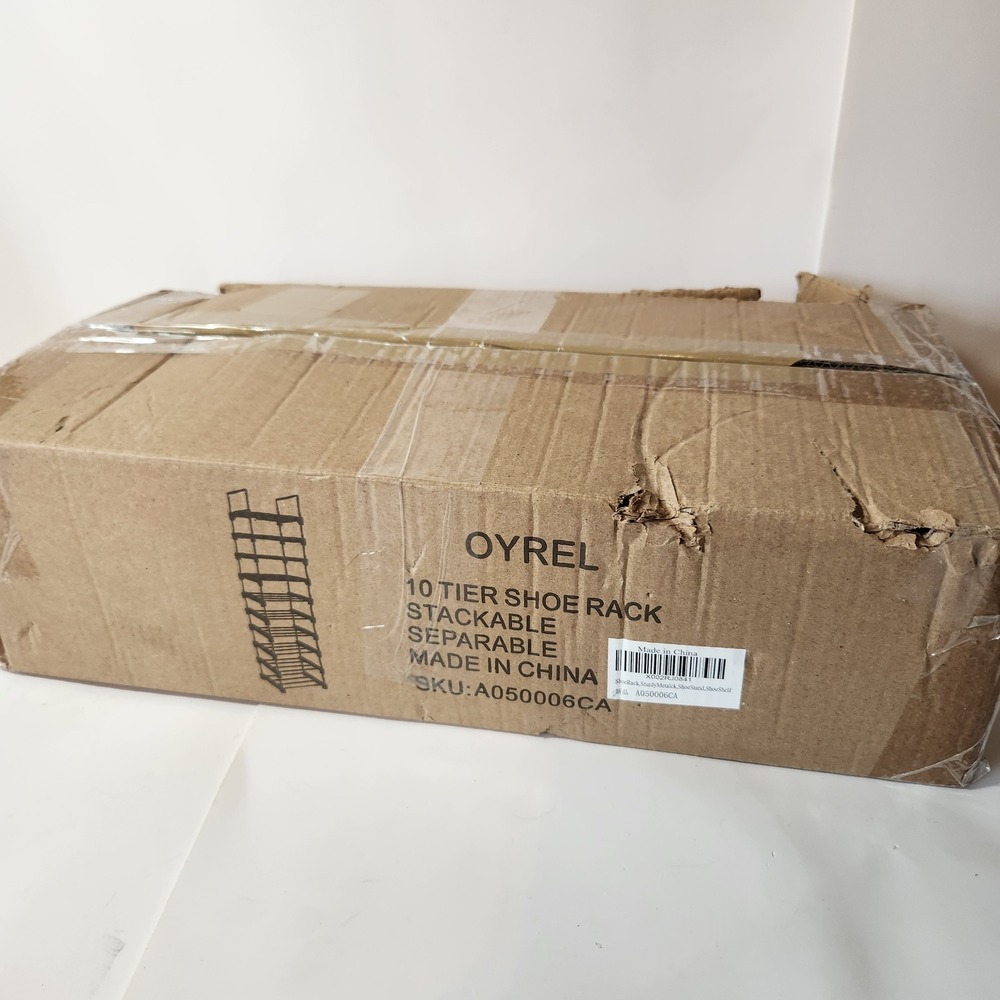 OYREL 10 Tier Shoe Rack Stackable Separable Black Metal Storage Organizer